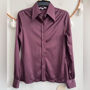 Loubella Extendables vintage 70s purple button up blouse